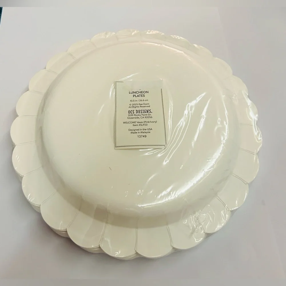 New 16 Rae Dunn Paper Luncheon Plates WELCOME. in Red 10.5